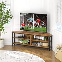 Moderno Soporte de TV Esquinero de Madera Ecológica con Tomacorriente y Gabinetes de Almacenamiento, Consola de TV para Sala de Estar, Compatible con Televisores de 55-59 Pulgadas