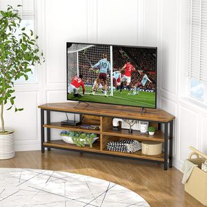 Moderno Soporte de <span class=keywords><strong>TV</strong></span> <span class=keywords><strong>Esquinero</strong></span> de Madera Ecológica con Tomacorriente y Gabinetes de Almacenamiento, Consola de <span class=keywords><strong>TV</strong></span> <span class=keywords><strong>para</strong></span> Sala de Estar, Compatible con Televisores de <span class=keywords><strong>55</strong></span>-59 <span class=keywords><strong>Pulgadas</strong></span> - Product Image 4