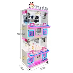 Mesin cakar Mini empat pemain 4 hadiah mainan boneka capit derek mesin permainan penjual otomatis untuk anak-anak