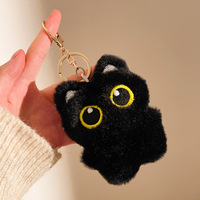 Porte-clés en peluche chat noir mignon qui couine, pendentif jouet, poupée câline, coussin BB, style décontracté, utilisation quatre saisons, pour garçons et filles