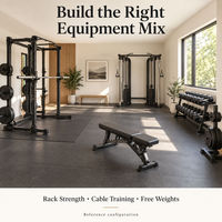 Plan d'équipement de studio de musculation privé personnalisable pour Power Rack, câbles et espaces de fitness commerciaux fonctionnels