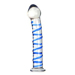 Colored Striped Transparent Glass <strong>Dildo</strong>, Female Masturbator Sex Toy - Product Image 4