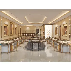 Desain Dekoratif Toko Perhiasan Komersial Furnitur Dekorasi untuk Toko Perhiasan Pajangan Kaca Kabinet Konter Furnitur