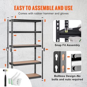 Estanterías de Almacenamiento de Acero de 5 Niveles Ajustables sin Pernos, Capacidad de 2000 Libras, Resistentes, con Recubrimiento en Polvo, Organizador para el Hogar - Product Image 4