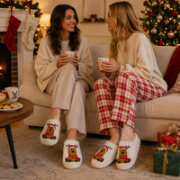 Chaussons d'hôtel doux et chauds en peluche, légers et confortables, à motif de dessin animé de Noël, pour femmes et hommes, pour l'intérieur, automne-hiver