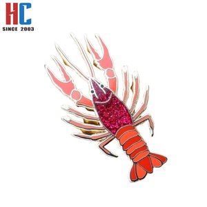 20 ans d'usine personnalisé métal rouge écrevisse homard émail broche vie marine océan et aquarium créatures artisanat cadeau - Product Image 2