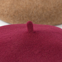 Gorro de Boina Informal para Niños, 100% Lana, Transpirable, Color Sólido, Estilo Artista Francés, para Otoño e Invierno, Cálido, Marrón
