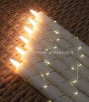 Lot de 3 bougies coniques sans flamme avec guirlande lumineuse intégrée, effet flamme analogique, écologiques, télécommandées, pour la décoration de la maison et de mariages
