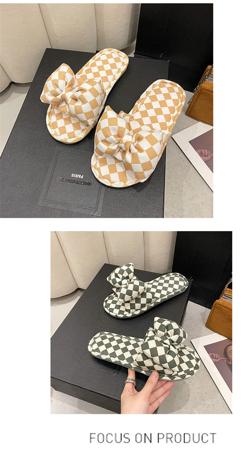 2023 Checkerboard Cross Thick Soft Cotton Slippers Outdoor Fashion Ringer Slippers House Shoes
