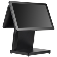 Terminal POS de Doble Pantalla al por Mayor de Fábrica POFX, Pantalla Táctil Principal de 15.6 Pulgadas + Pantalla para Clientes de 11.6 Pulgadas, Lector de Tarjetas MSR, OEM ODM POS