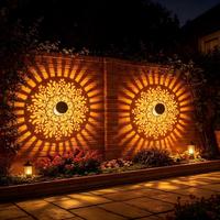 Lampe murale de projection solaire Mandala en gros, motif floral décoratif pour jardin extérieur, lampe de nuit à changement de couleur