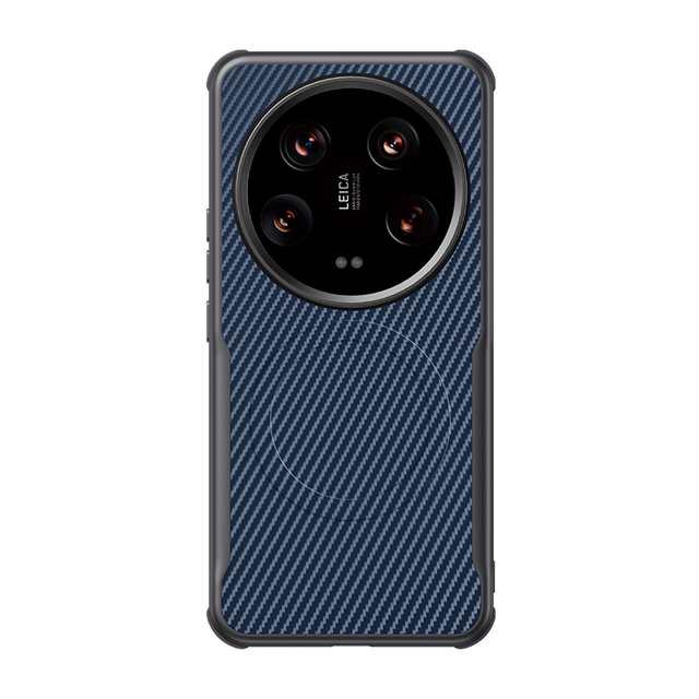 OMEVE Carbon Fiber Textured PU Leather Case for Xiaomi 14 Ultra 14 Pro Ultra Slim Magnetic Back Cover Cases