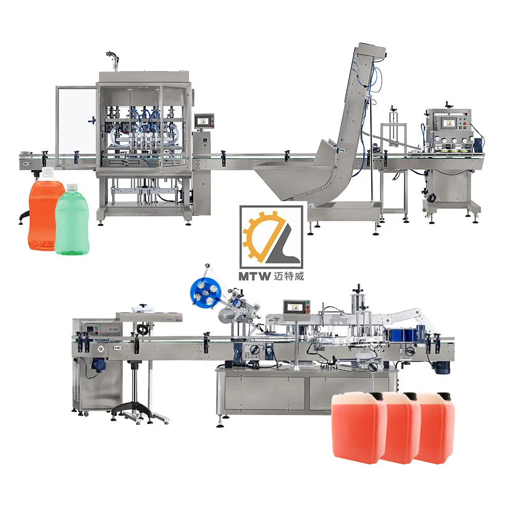 MTW automatic 500ml to 5l body washer liquid detergent shampoo filling and capping machine production line