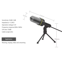 Microphone à condensateur filaire de bureau omnidirectionnel avec suspension antichoc pour ordinateur, jeux, podcasting, conférences, léger et portable