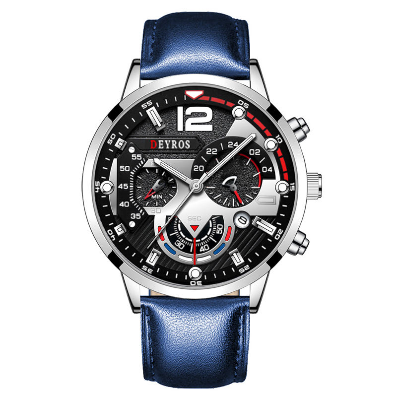 Blue strap Silver Shell Black Surface