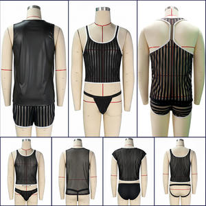 Sous-vêtements string sexy pour homme, coupe ajustée, 90% nylon, 10% élasthanne, tricot rayé, service OEM, bikinis pour homme, string - Product Image 2