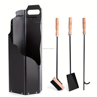 Ensemble de 4 outils pour foyer en acier au carbone noir, accessoires pour foyer, porte-outils avec poignées, outils pour la décoration du foyer intérieur