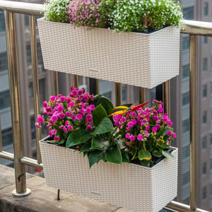 New Style Rattan Surface Resin Rectangle Black Plastic Plant <strong>Pot</strong> for Wall <strong>Balcony</strong> Windowsflower <strong>Pot</strong> Planter Box Railing - Product Image 6