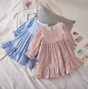 Robes pour Filles en Bas Âge GR48 en Coton Casual, Style Princesse, Manches Longues, Imprimé Floral, Longueur Genou, Robe Écologique Respirante - Product Image 5