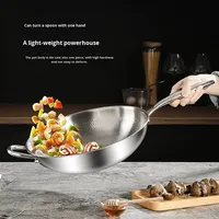 Poêle à frire en titane pur laminé à chaud, antiadhésive, non revêtue, diamètre 34 cm, 1,55 kg, légère