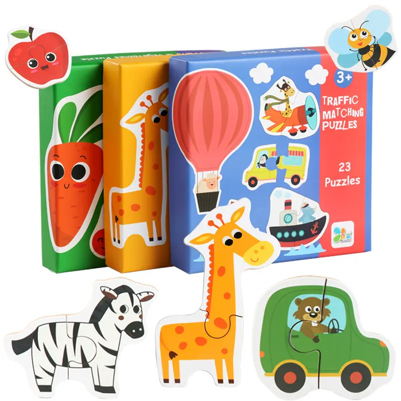 wooden Matching Puzzle Animal Transportation Fruits Vegetables Early Learning Toys for Kids Children Educational Toy Gift