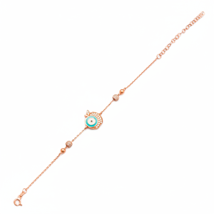 Esmalte turquesa y piedra blanca Pulsera de diseño de manzana Venta al por mayor Artesanía Plata de Ley 925 Fabricante turco Joyería - Product Image 2