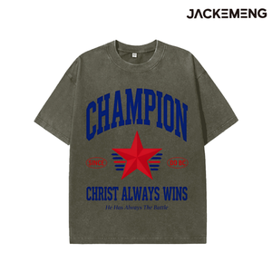 T-shirt en coton oversize délavé avec imprimé <span class=keywords><strong>Champion</strong></span> Christ Always Wins, style streetwear rétro, pour usage quotidien décontracté, entrepôt USA - Product Image 6