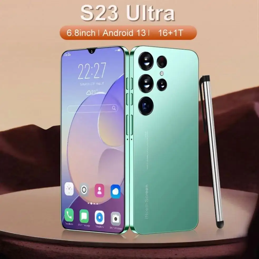 S23 Ultra ponsel pintar Android 10 core, ponsel pintar S23 Ultra 6.93 inci 16GB + 512GB 5G biarkan layar HD Versi Global