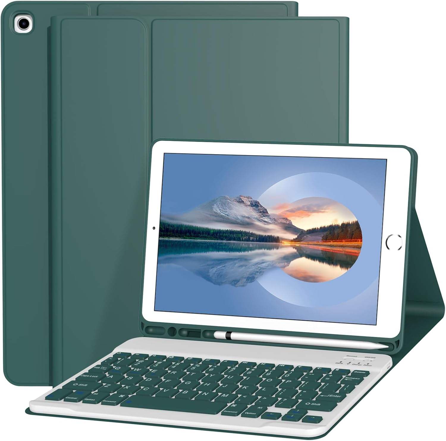 Carcasa verde oscuro + teclado verde blanco