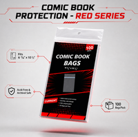 Pochettes pour bandes dessinées format actuel, série rouge, 2 MIL, sans acide, transparentes, pour cartes de visite et bandes dessinées standard, lot de 100