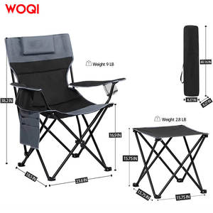 เก้าอี้พับพกพา Woqi สำหรับตั้งแคมป์ พร้อมกระเป๋าเก็บความเย็นและพนักพิงศีรษะ โครงอะลูมิเนียม ผ้า Oxford เก้าอี้สำหรับสวน - Product Image 3