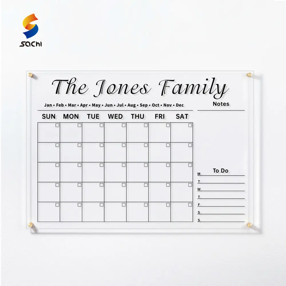 Custom calendar clear acrylic dry erase for acrylic board calendar