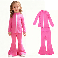 Pantalons de yoga respirants personnalisés de couleur menthe pour filles leggings évasés pour enfants avec vestes ensembles de tenues de sport pour petites filles vente en gros