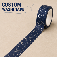 Ruban adhésif washi personnalisé bleu marine étoiles et lune, avec feuille d'argent, pour journalisation et scrapbooking