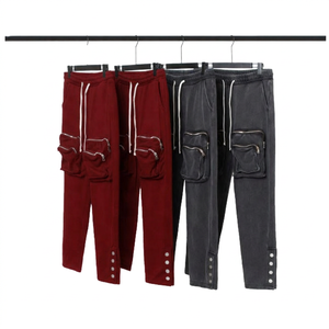 <b>Mens</b> Teal <b>Cargo</b> Sweatpants Multi Pocket Drawstring <b>Jogger</b> Pants Snap Cuff Streetwear Casual Fashion Wholesale Manufacturer - Product Image 5