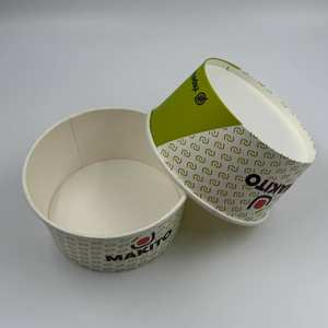 Vente en gros de bols à salade jetables avec impression personnalisée pour emballage alimentaire bol en papier blanc kraft avec couvercle - Product Image 4