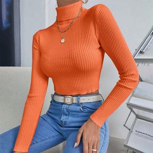 Suéter de Punto con Cuello Acanalado de Diseño Personalizado de Fábrica OEM, Tops para Mujer - Product Image 4