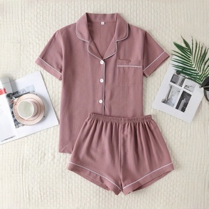 Manufacturers Wholesale Non Pilling Breathable Comfortable Lapel Women's Pajamas and Home Clothes Dropshipping