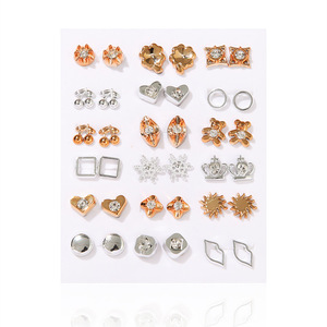 Juego de 18 Pares de Aretes de Moda, Aleación de Zinc, Geométricos, Mini Diamantes, Joyería para Mujer, Venta al Por Mayor - Product Image 5