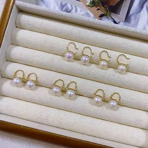 Klassische luxuriöse natürliche Süßwasser perlen ohrringe 14 Karat massives Gold Ohr stecker für Frauen für Hochzeits anlässe