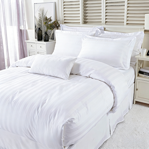 Sprei Hotel Premium Putih Bergaris 300tc 100% Katun Ramah Lingkungan Lembut dan Bernapas untuk Tempat Tidur Rumah Kamar Tidur Ukuran King - Product Image 5