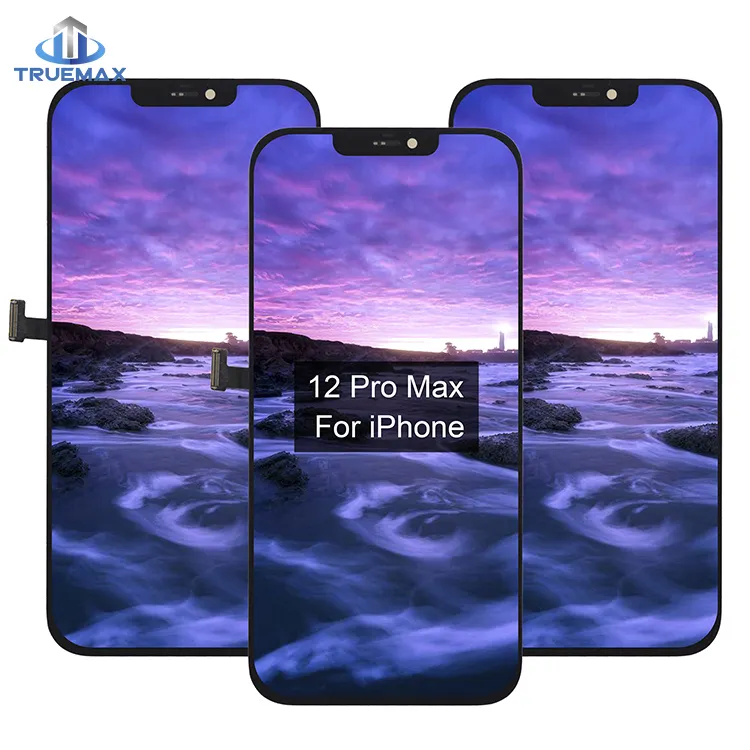 LCD ponsel untuk iPhone 12 Pro Max OLED kaca berubah asli, untuk iPhone12 Pro Max perakitan layar 12Pro Max tampilan lengkap