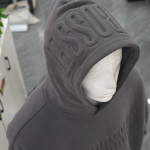 Sweat-shirt unisexe à capuche en coton épais avec gaufrage 3D, coupe oversize à épaules tombantes, impression numérique DTG personnalisée, anti-plis - Product Image 4