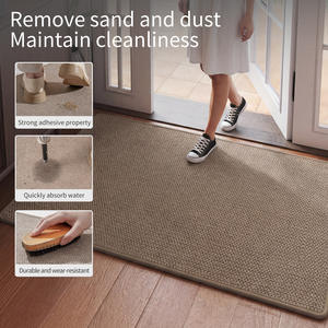 Tapis d'entrée rectangulaire antidérapant en fibre de polyester, couleur unie, pour intérieur - Product Image 4