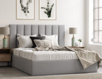 Cadre de lit rembourré moderne de grande taille avec rangement relevable Design naturel Ensemble de meubles de chambre à coucher de maison cadre de lit extra-large fabriqué en usine