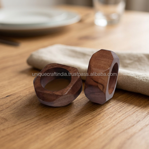 Lot de porte-serviettes en bois sculpté sur mesure, de luxe, pour restaurant, hôtel et usage domestique, excellent rapport qualité-prix, forme carrée - Product Image 1