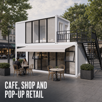 Maison conteneur à deux étages avec mur-rideau en verre, démontable, haute isolation, moderne, pour bâtiment commercial polyvalent, hôtel, parc