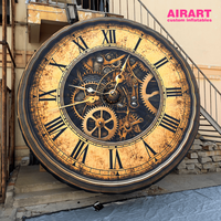Horloge gonflable géante de 4 m avec chiffres romains et design d'engrenages steampunk pour la décoration d'événements du compte à rebours du Nouvel An