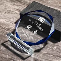 Trophée octogonal en cristal K9 personnalisé, gravé au laser 3D, récompense en verre pour souvenir d'entreprise, cadeau d'entreprise