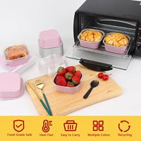 LNYZQUS Barquettes carrées jetables en aluminium de 10 oz avec couvercles pour mini-gâteaux et contenants pour rouleaux de cannelle |   Lot de 40 moules à pâtisserie robustes de 4 pouces, résistants au congélateur